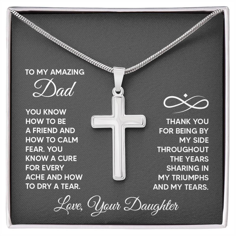 Stainless Steel Cross Necklace - For Dad Love Daughter